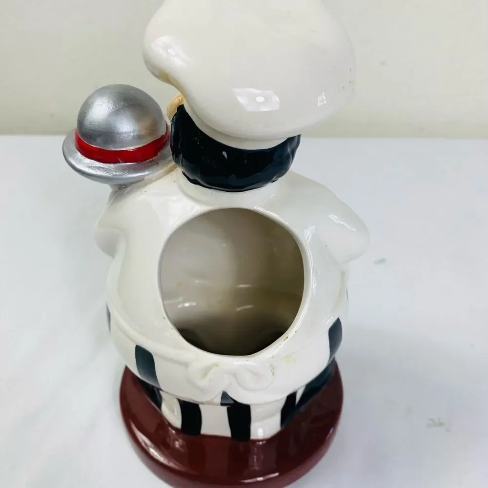 Chef Figurine Utensils Holder Vintage with Spoon and Tray